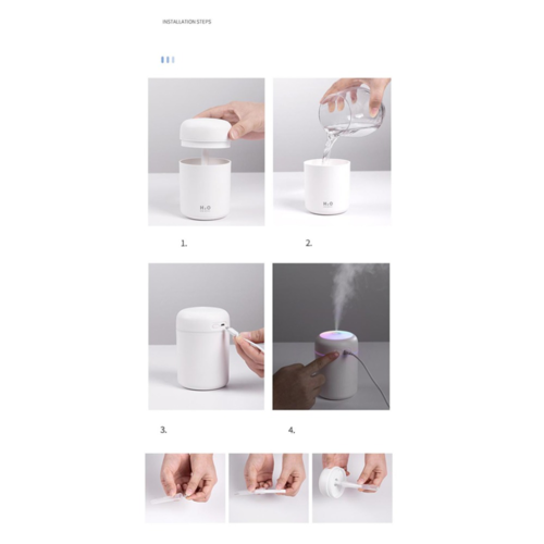 Mini Umidificatore Portatile 300ml - Diffusore Aromi USB con Luce Notturna LED